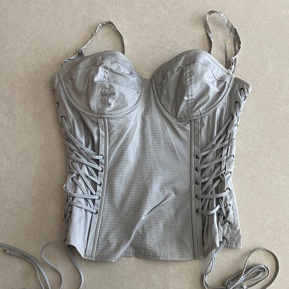 Topshop Gray Corset Bustier Top ALT ASO Katherine Pierce - Picture 2 of 8